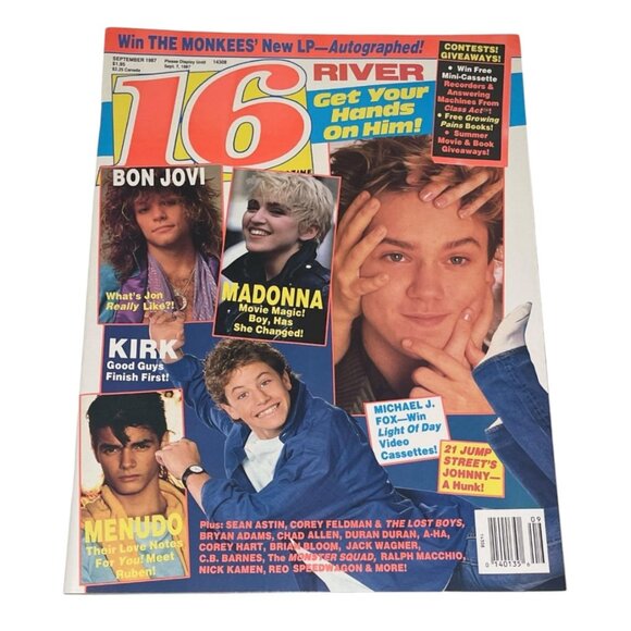16 Magazine September 1987 Menudo Bon Jovi Duran Duran Corey Hart River Phoenix - Picture 1 of 7